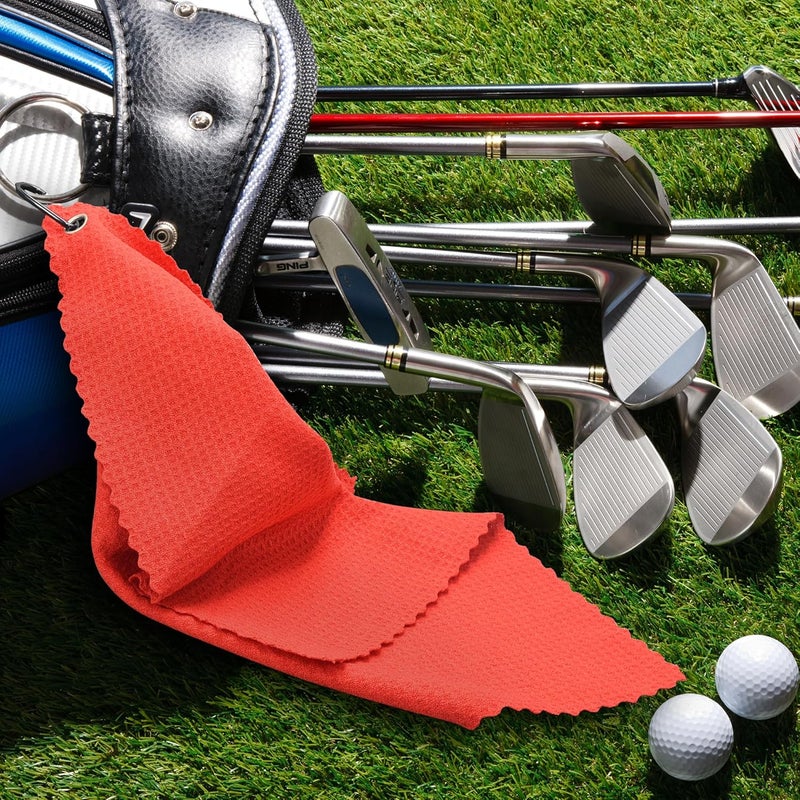 CYCLXY 6 Pcs Golf Bag Towels,16" X 16",Microfiber Waffle Pattern for Golf Bags for Men Women,Fishing Essentials Gifts with Carabiner Clip,Dish Cloth,Kitchen Clean Towels - Image 3